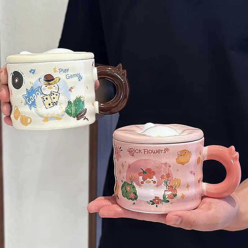 Cute Duck Ceramic Cup Cute Ceramic Cup With Lid Funny Cups of Coffee Beer Mugs Drinkware Mug Personzed Gift Christmas Tea Bar Y251125