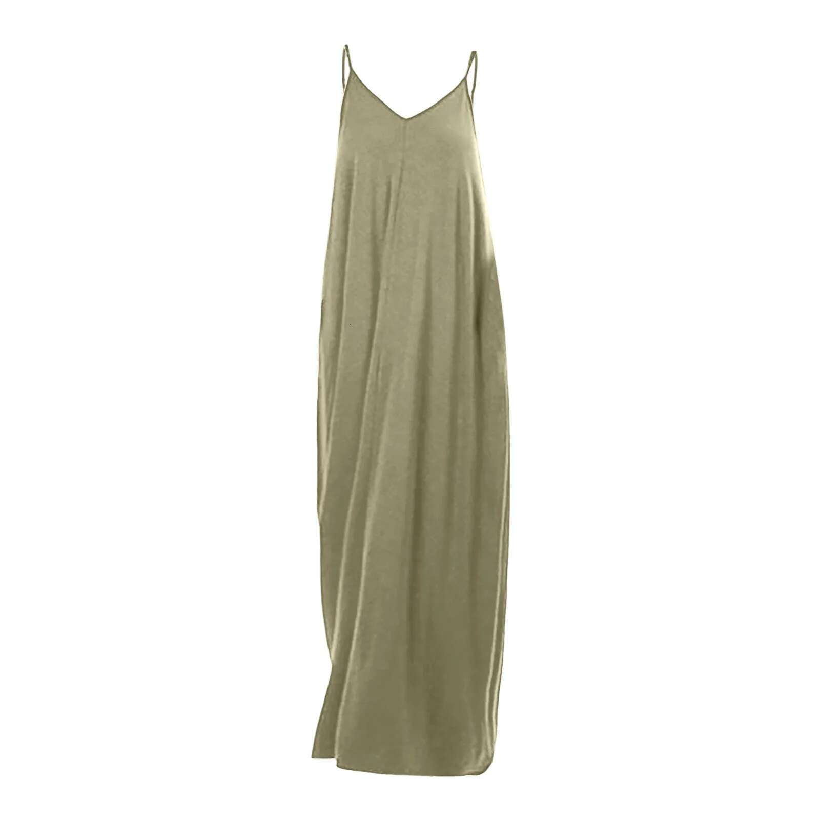 Dongdumaoyi Women S Solid Color Loose Pocket Long Skirt Vest Dress Sexy Suspender Womens Summer Slingback Dresses