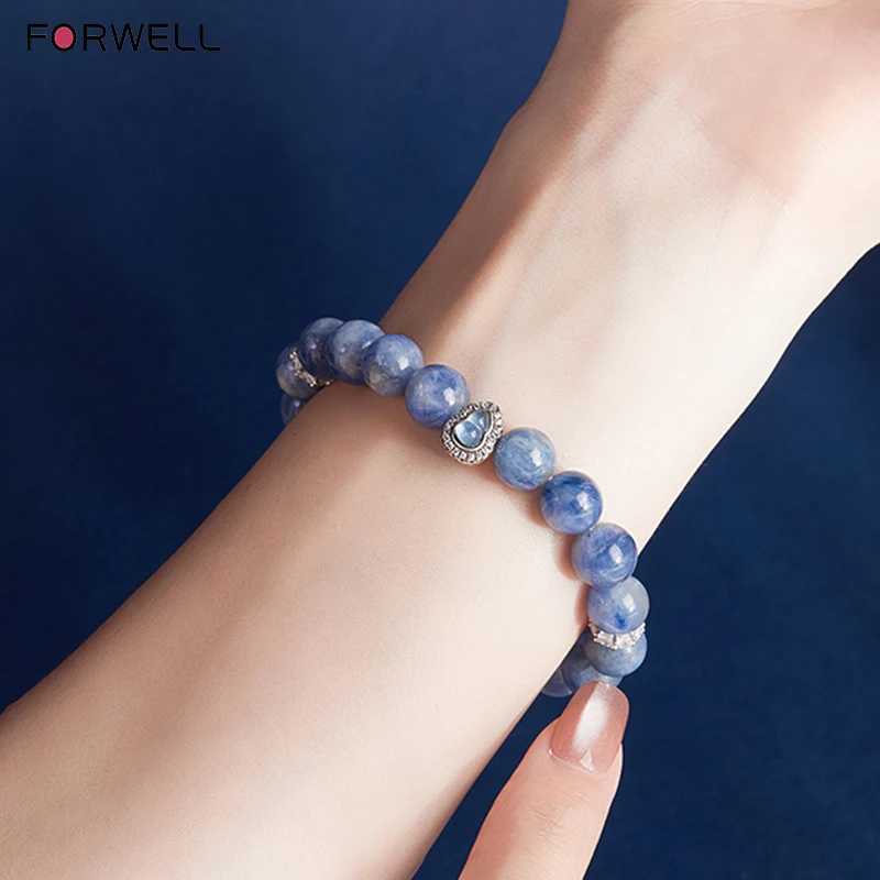 FORWELL Natural White and Blue Crystal Bead Bracelet Sterling Silver Fortune Gourd Bracelet Women Light Luxury Premium J251125