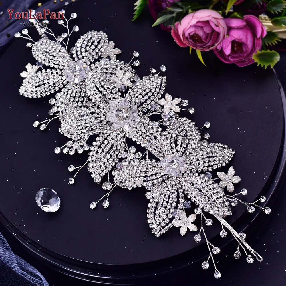 YouLaPan Wedding Headpiece Crystal Flower Bridal Hair Accessories Bride Headwear Pageant Crown Women Hair Ornament Jewelry HP252 250420