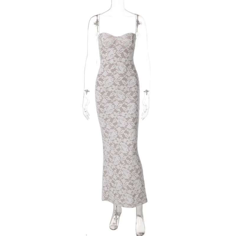 Dongdumaoyi Townlike Lace Slim Bodycon Maxi Long Dress Women Spaghetti Strap Summer Backless Nightclub Sexy Party Dresses