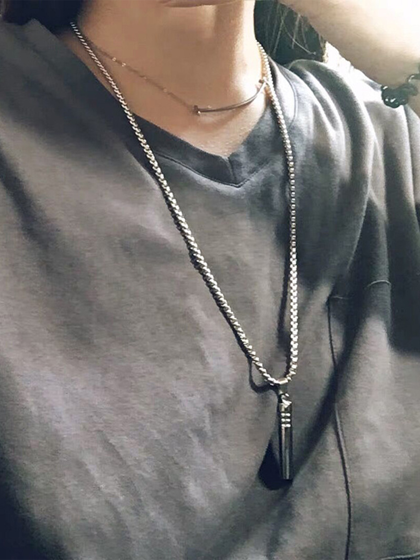 1 stainless steel whistle pendant necklace for both men and women