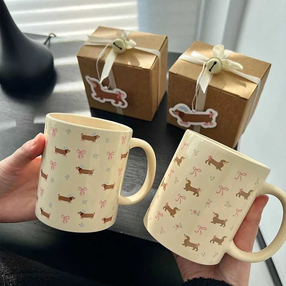 340ML Coffee Mug Cute Dachshund Dog Pattern Ceramic Cup with Handle Coffee Tea Milk Cups Breakfast Water Cup Kitchen Drinkware Y251125