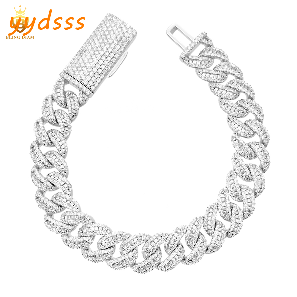 12mm Hip Hop Jewelry Iced Out Cuban Link Chains Men 925 Sterling Silver Moissanite Diamond Bracelet Necklace