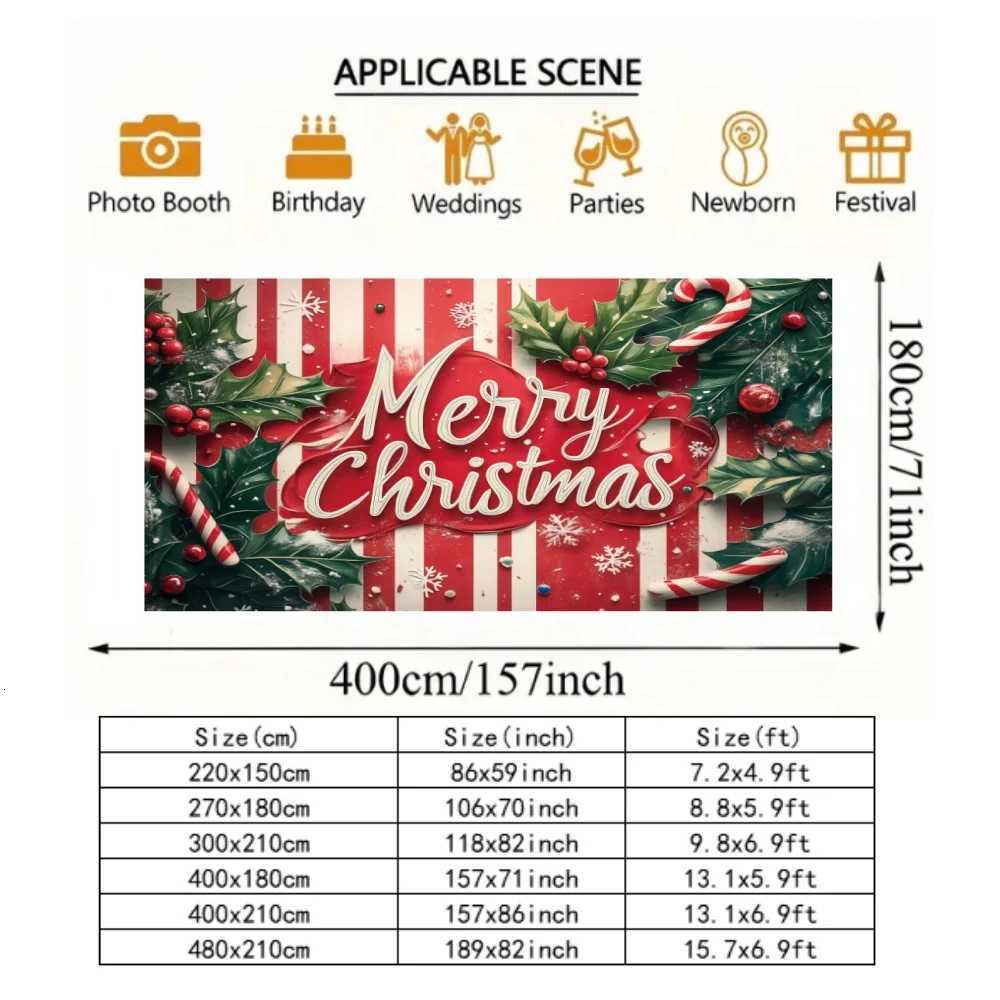 Merry Christmas Outdoor Backdrop Sweet Candy Green Leaf Design Home Courtyard Large Banner Garage Door Background DecorationM251125