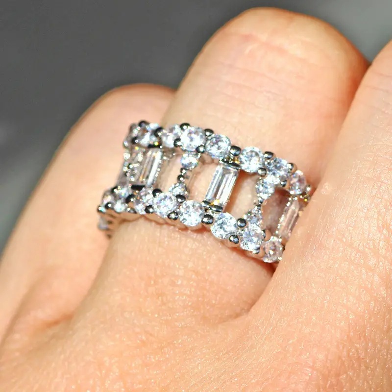 2025 Ins Top Sell Elegant Luxury Jewelry 925 Sterling Silver Fill T Princess Cut White 5A Zircon CZ Diamond Gemstones Party Women Wedding Engagement B