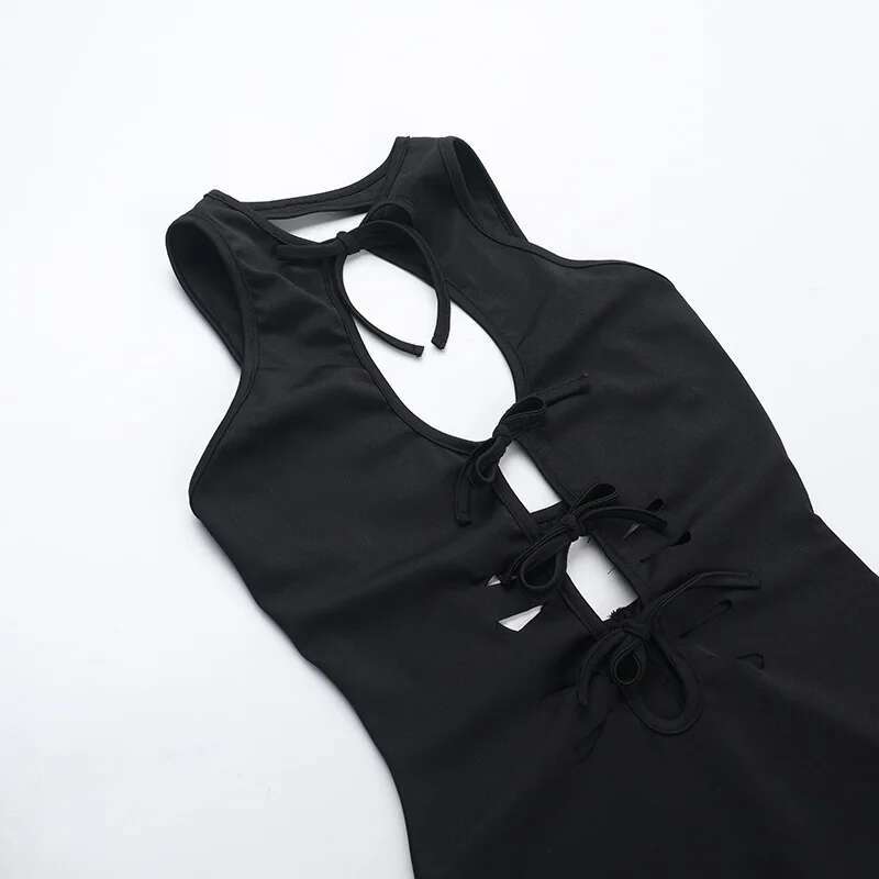 Dongdumaoyi Townlike Slim Bodycon Elegant Midi Long Dress Women Spring Summer Hollow Out Backless Nightclub Sexy Party Dresses