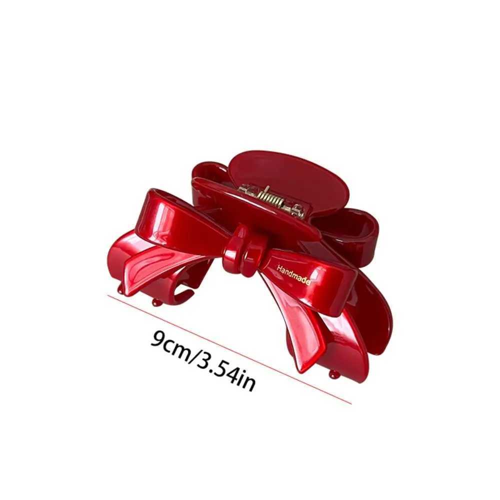 New Years Red Bow Acetate Hair Claw Sweet and Cute Exquisite Female Hair Clip Korean Fashion Headwear Jewelry GiftT250425