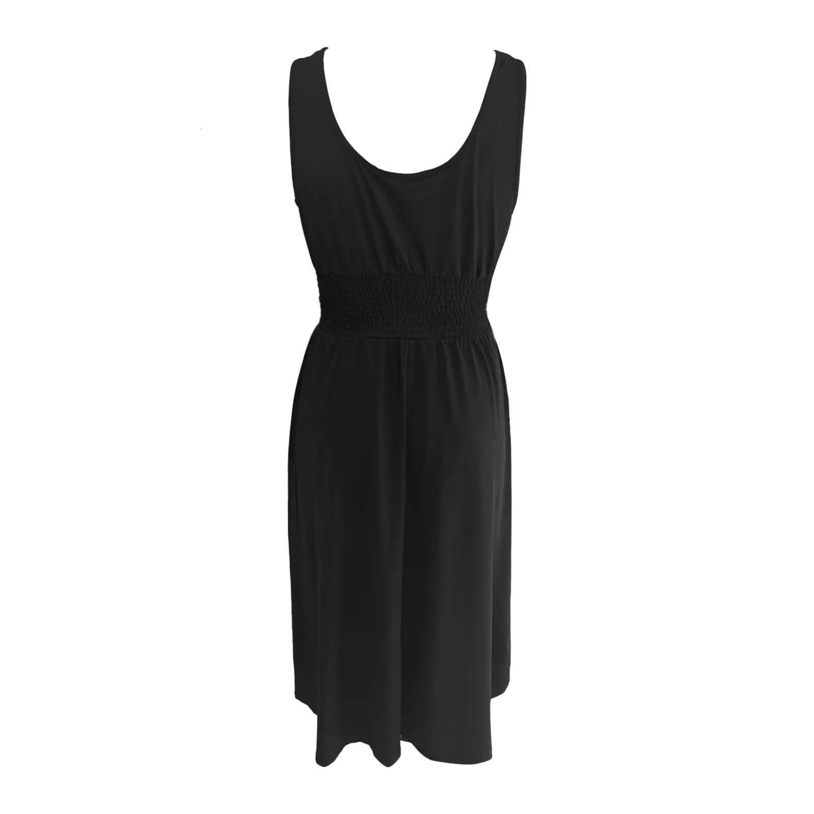 Dongdumaoyi Women Sleeveless Tank Dress Vintage Solid A Line Dresses Summer Holiday Waisted Robe Casual Square Collar Midi Button