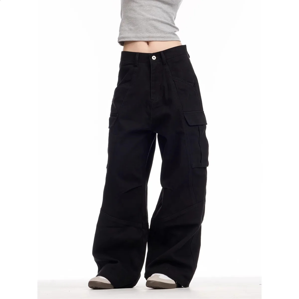 womens retro cargo pants streetwear Techwear Korean Harajuku parachute sports wide leg runners Trousers 250417