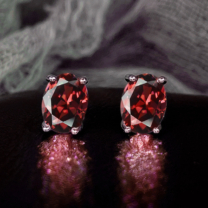 stud Earrings Brilliant Four-claw Single Diamond 925 Sterling Silver stud Women Fashion Oval Crystal stud Designer Pink Diamond Earrings Girl Birthday