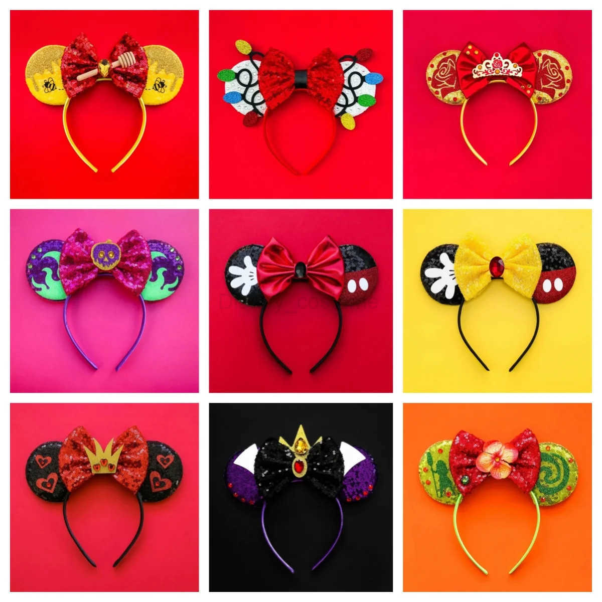 Disney Mickey Mouse Hair Long Hair Princess Female Hair Accessories Sunflower Ears Headband Childrens Glitter Bow Girls Entangled Headband X250425