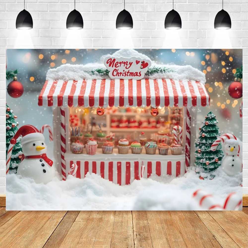 Christmas Store Photography Backdrop Winter Snow Pine Trees Wreath Gift Family Merry Christmas Party Decoration Photo BackgroundM251125