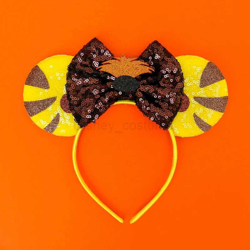 Disney Lion King Ear Headband Cute Pumpkin Simba Elastic Hair Childrens Sparkle Bow Hair Accessories Girl DIY X250425