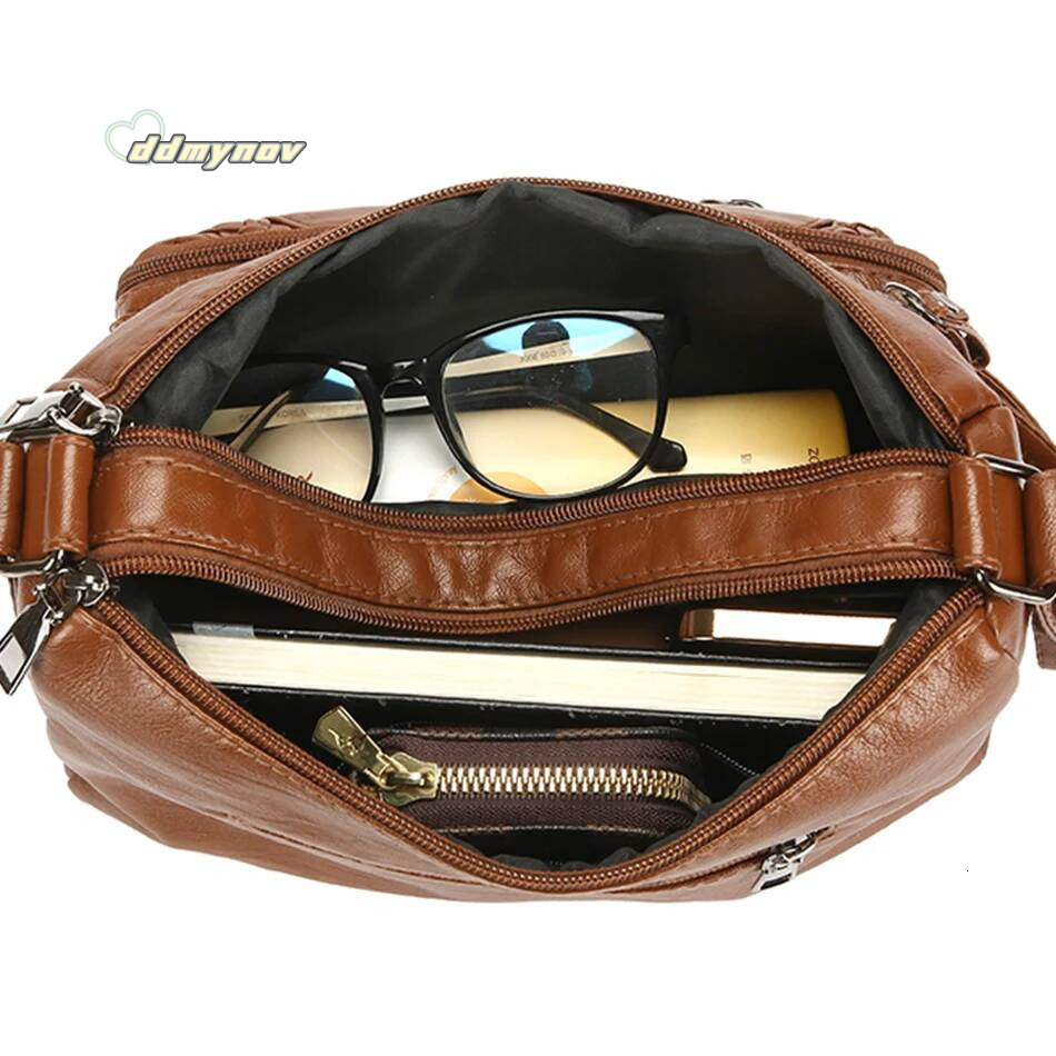 Retro Soft Pu Leather Crossbody Bags for Women 2025 Female Multi Pocket Shoulder Bag Purses and Handbags Designer Messenger Sac ddmynov