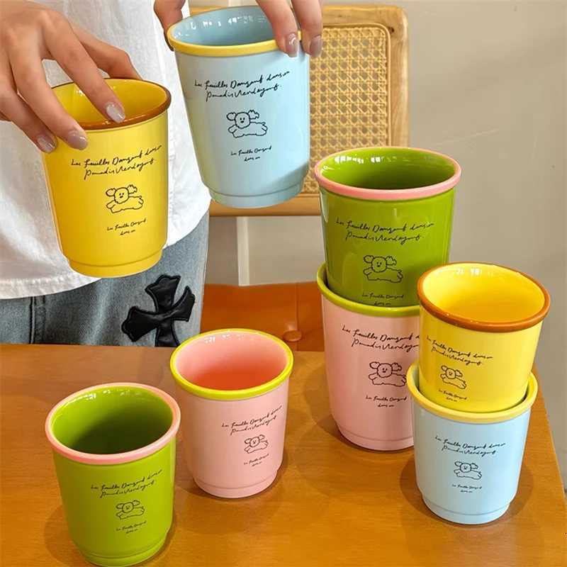 Cute Korean Coffee Cup 200/400ml Kawaii Ceramic Mug For Tea Milk Water Juice Mocha Lover Resuable Espresso Breakfast Cup Gift Y251125