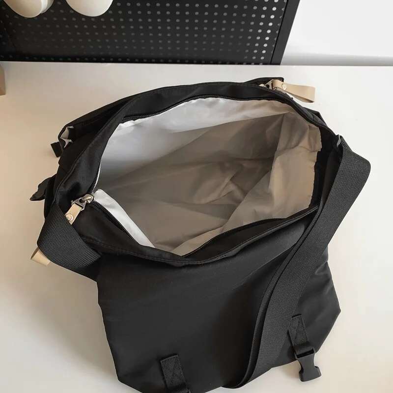 Designer Bag Flip Cover Crossbody Messenger Bag Solid Color Minimalist Style Single Wide Adjustable Shoulder Strap Square Horizontal Portable
