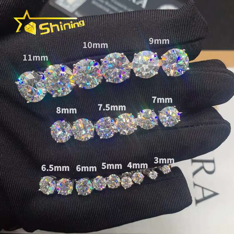 High Quality 925 Silver D VVS1 Round Brilliant Cut Moissanite Earrings Fine Jewelry Women Studs Ear Daily Wear