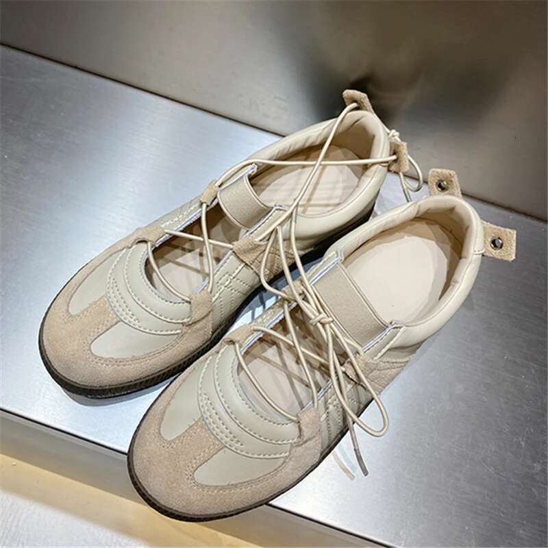 Genuine Leather Women's Sneakers Chunky Heel Elastic Band Designer Casual Trainers Fashion All Match Runway Shoes Female