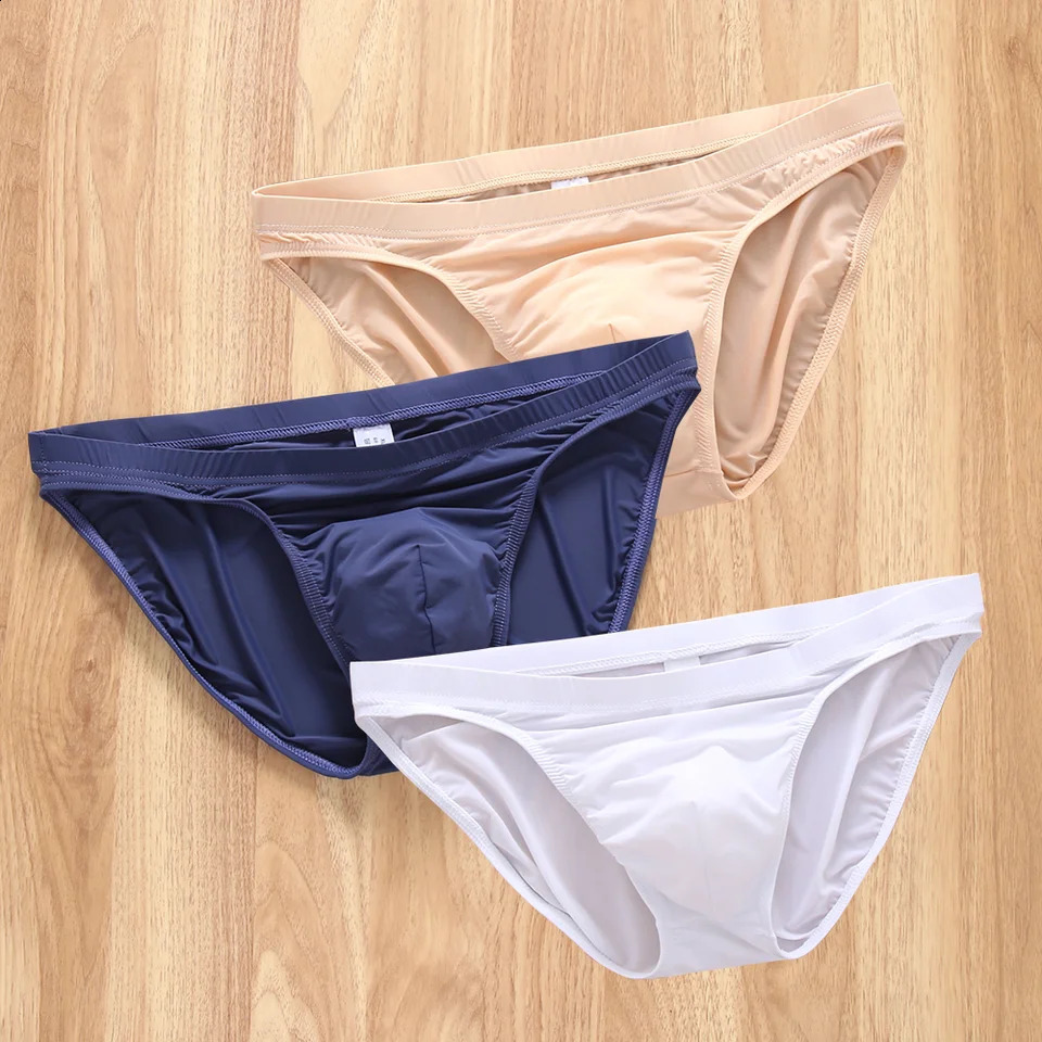 3 mens summer underwear breathable thin silk fabric transparent quick drying largesized sports shorts 250417