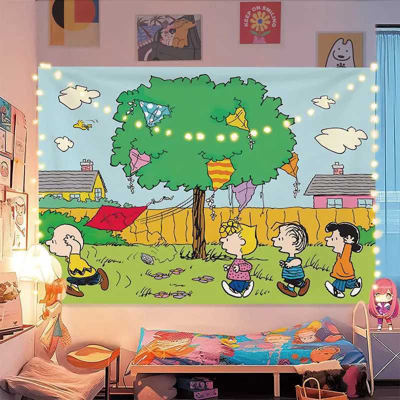 Miniso Christmas Tapestry Wall Hanging Decor Kids Adult Bedroom Dorm Background Cloth Healing Style Party DecorationM251125