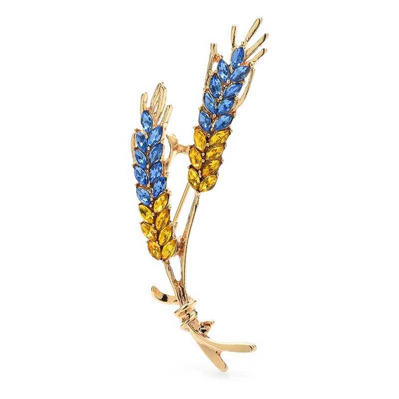 Wulibaby Beautiful Wheat Designs Brooches Pins Crystal Charming Flowers Plants Casual Party Brooch Fashion Jewelry Gifts J251125