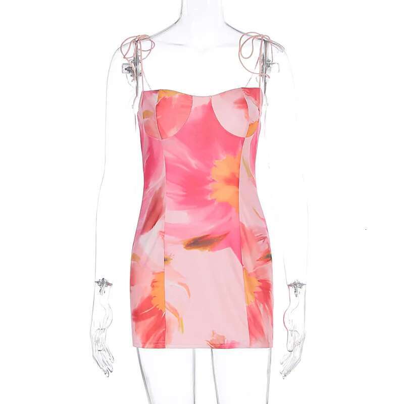 Dongdumaoyi Townlike Print Slim Bodycon Dress Women Spaghetti Strap Mini Spring Summer Strapless Nightclub Sexy Party Dresses