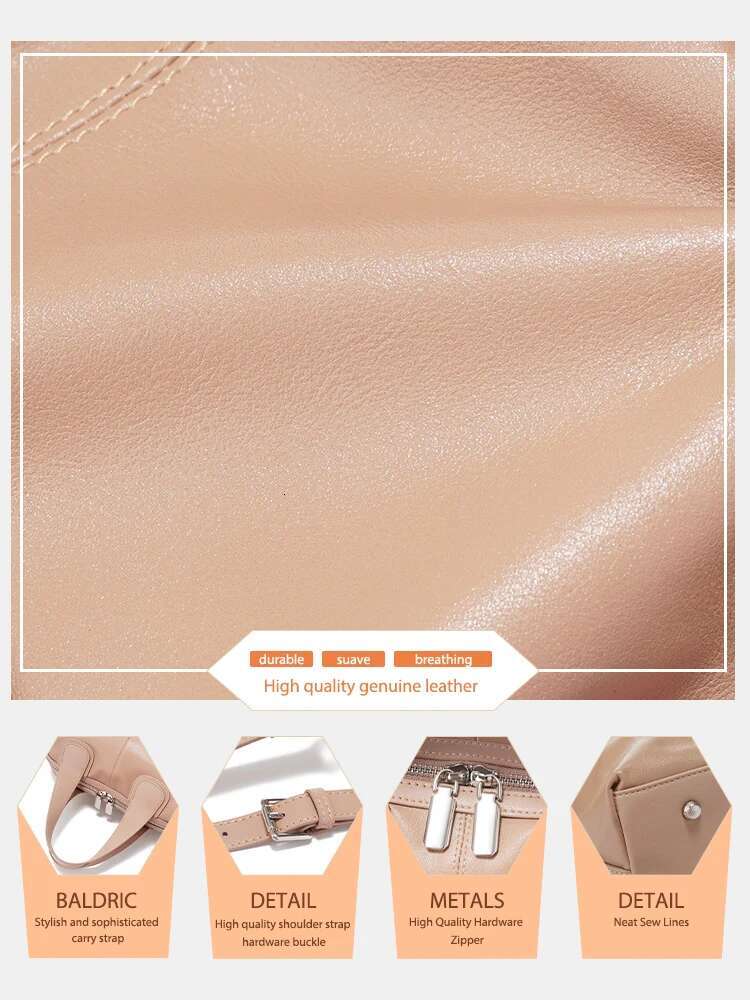 Zency Simple Solid Color Real Cowhide Shoulder Crossbody Bags Genuine Leather Women Handbag Casual Tote Vintage Coffee Bag 2025