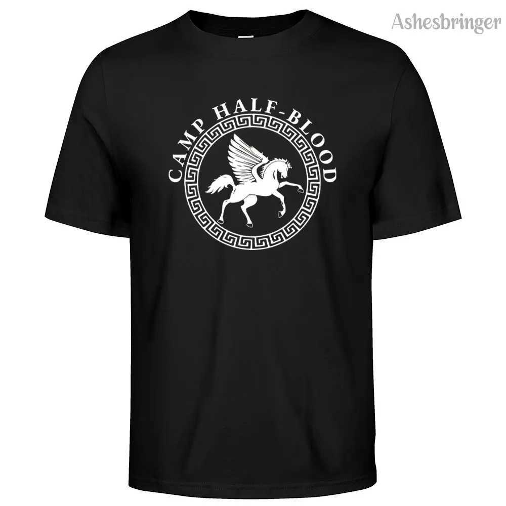 Mens cotton camp half blood graphic printed T-shirt casual loose round neck street style top suitable for both men and women W250425