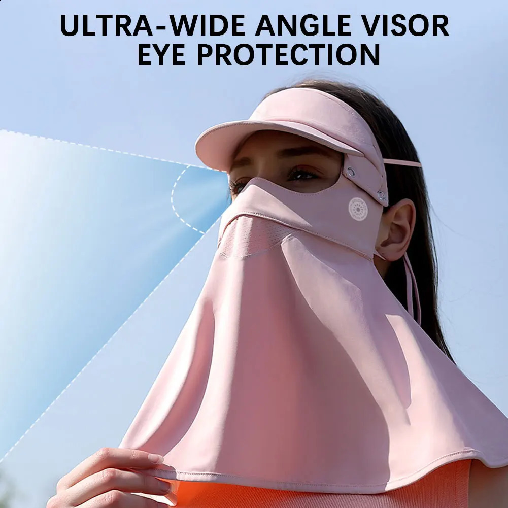 Ice Silk Sunscreen Mask With Removable Hat Brim Fashion Breathable Thin Traceless Mask UV Protection Mask For Outdoor Sports 250424