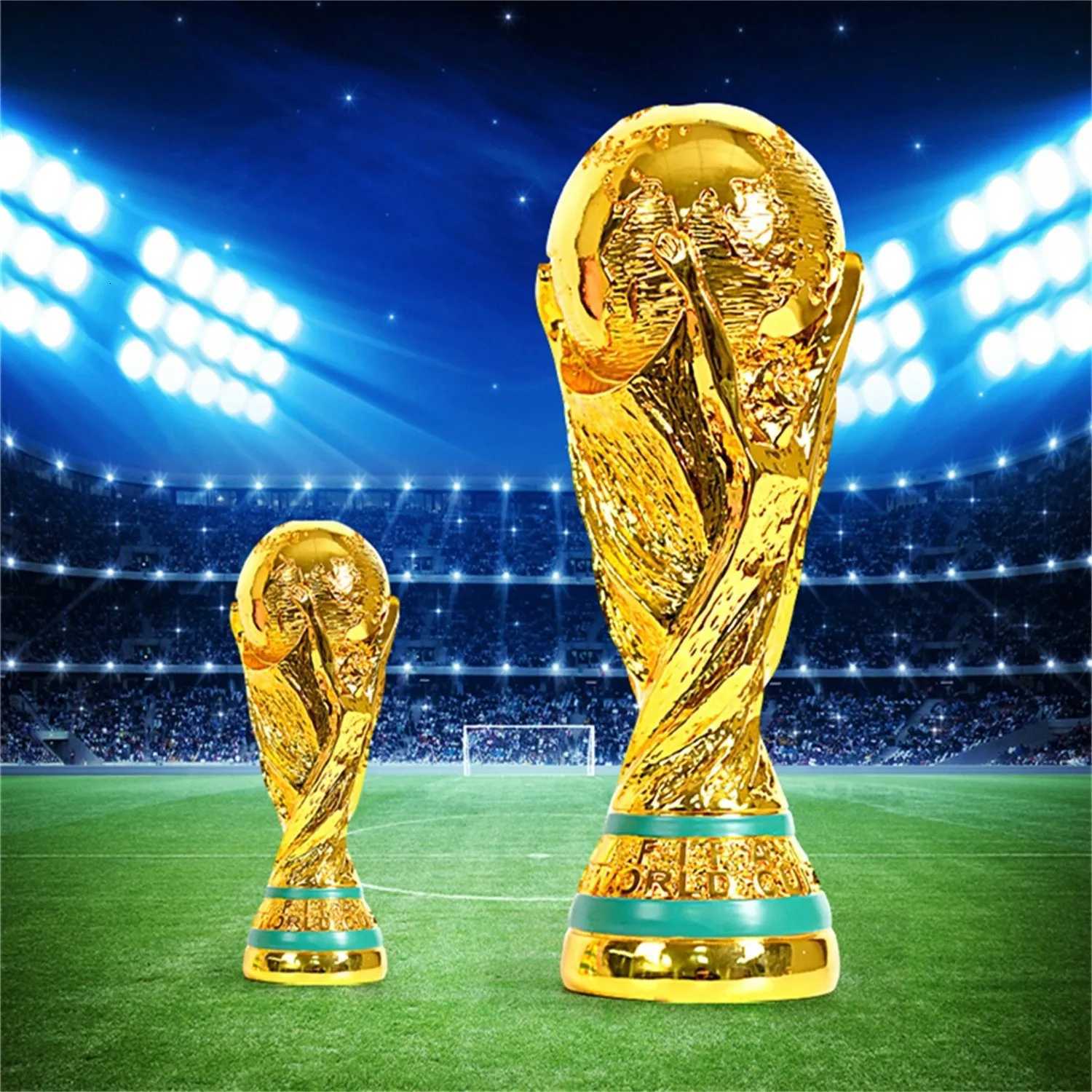 Golden Resin Football Trophy Figurines Champions Soccer Trophies Resin Ornament Football Fan Gift Home Office Decoration CraftW251125