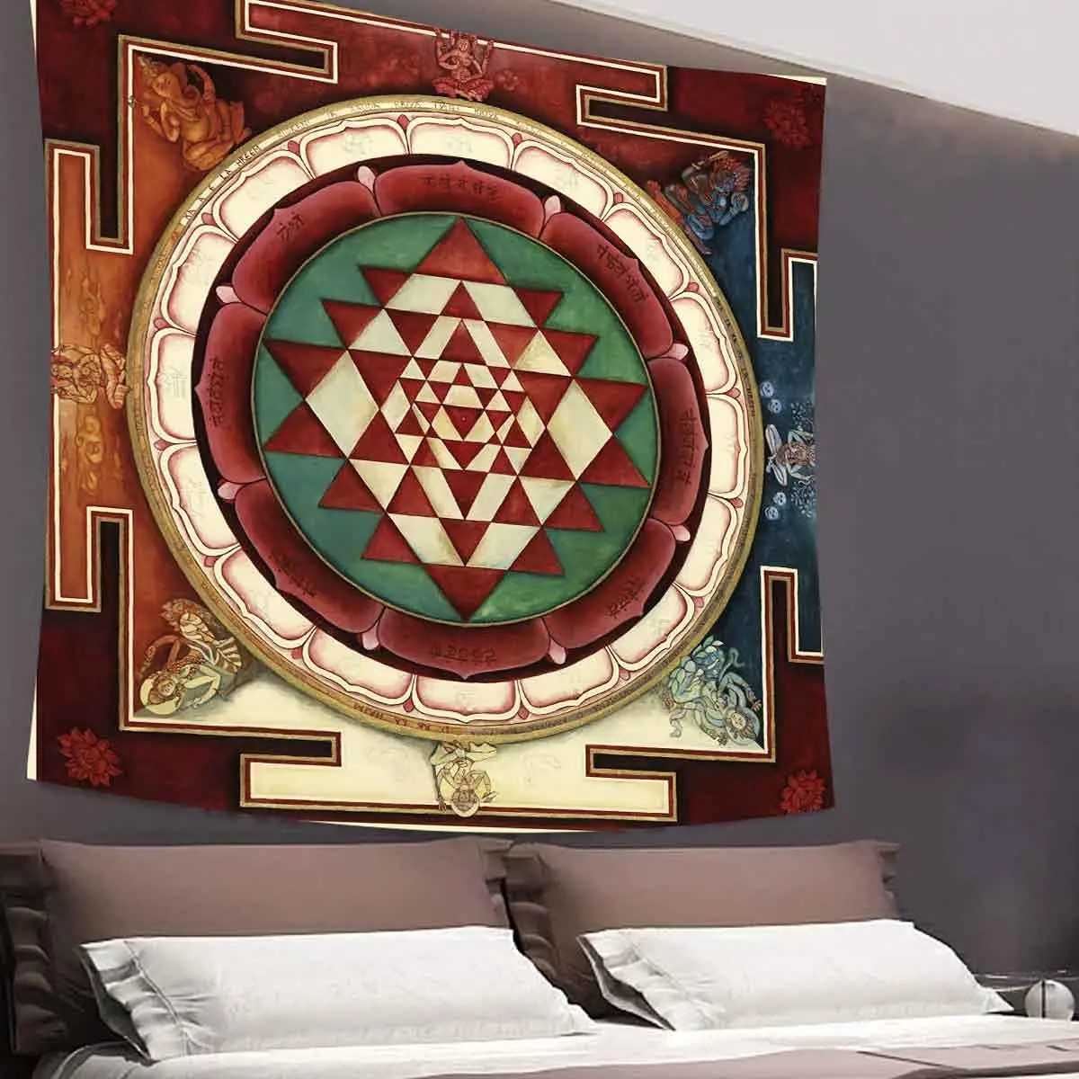 Mandala Yoga Meditation Tapestries Sacred Geometry Wall Decor Art Wall Hanging for Dorm Living Room Bedroom 60X60 InchesM251125