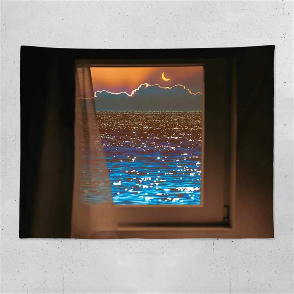 Autumn Field Window Background Cloth Bedroom Headboard Hanging Cloth Decorative Wall Cloth Tapestry Aesthetic Room DecorM251125