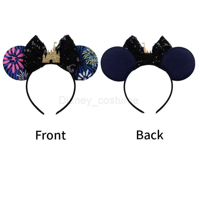 Disney 2023 Shining Castle Mouse Ears Headband Shining Crown 5-inch Bow Girl Princess Party DIY Hair Accessories X250425