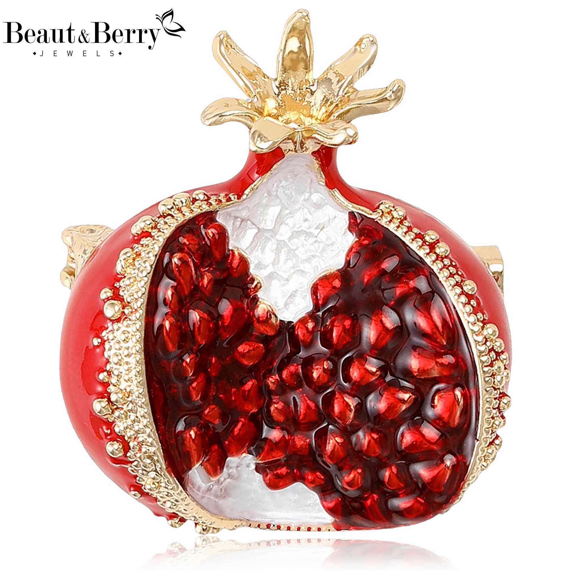BeautBerry Classic Rhinestone Pomegranate Brooches for Women Fruit Pins Friends Party Gifts Banquet AccESSories J251125