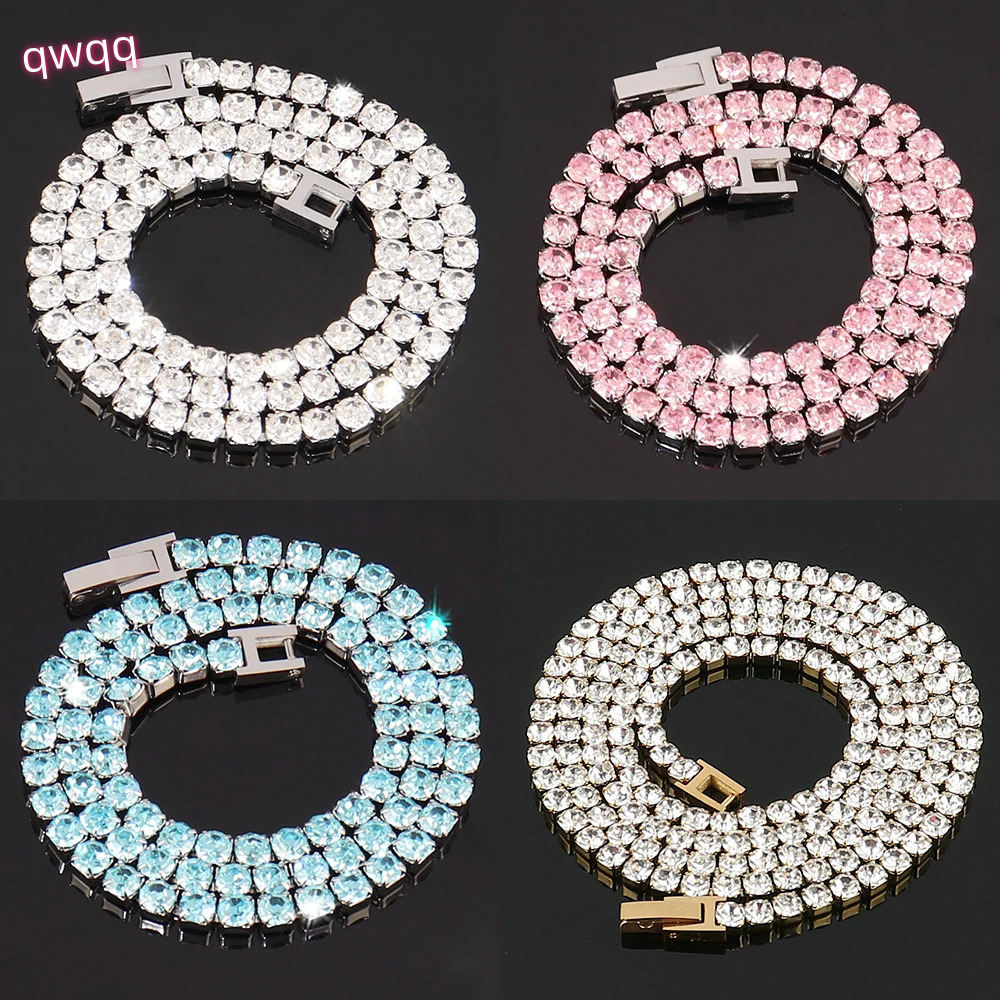 316L 4mm Stainless Steel Necklace For Women Mens Hip Hop Tennis Chain Necklaces Color Crystal Zircon Choker Necklace Jewelry