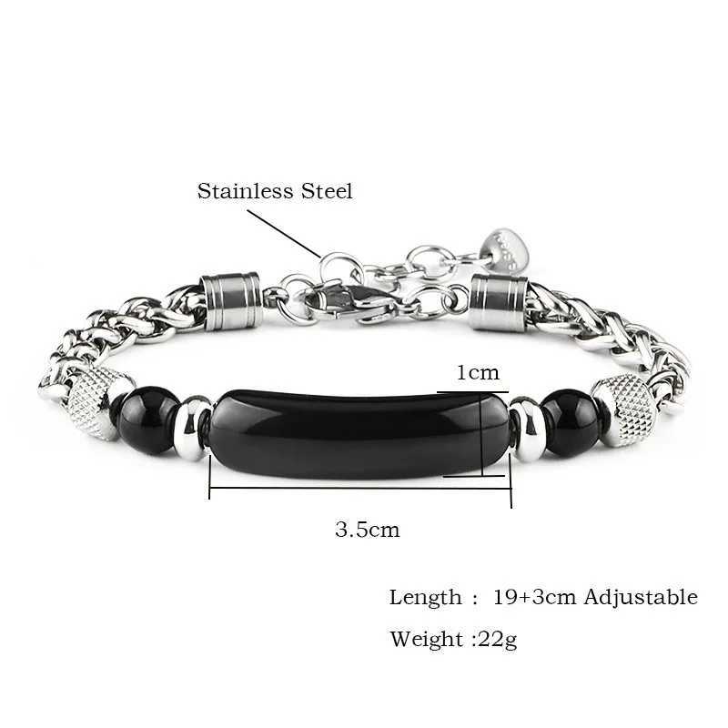 3 Colors Stainless Steel Cuban Chain Bracelet Men Adjustable Unfading Tiger Eyes Obsidian Stone Braslet Cool Riding Accessories J251125