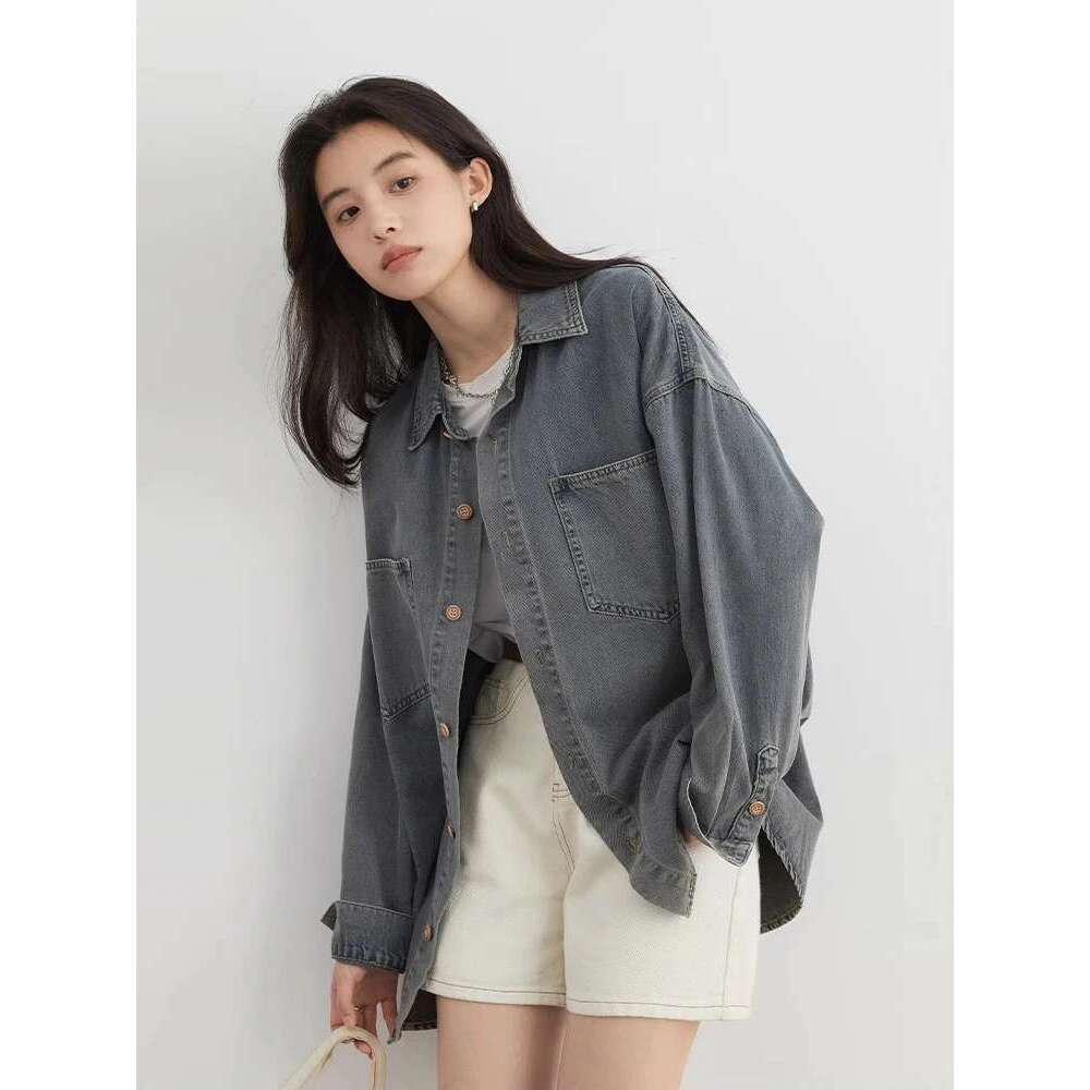 CHIC VEN Women Single Breasted Loose Casual New Retro BF Style Female Denim Shirt Woman Jacket Blouses Spring Autumn 2025