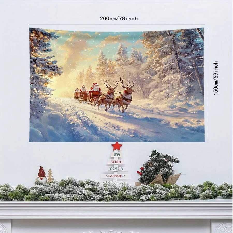 1pc Christmas Snowscape Polyester Tapestry Atmosphere Sense Festive Daily Room Wall DecorationM251125