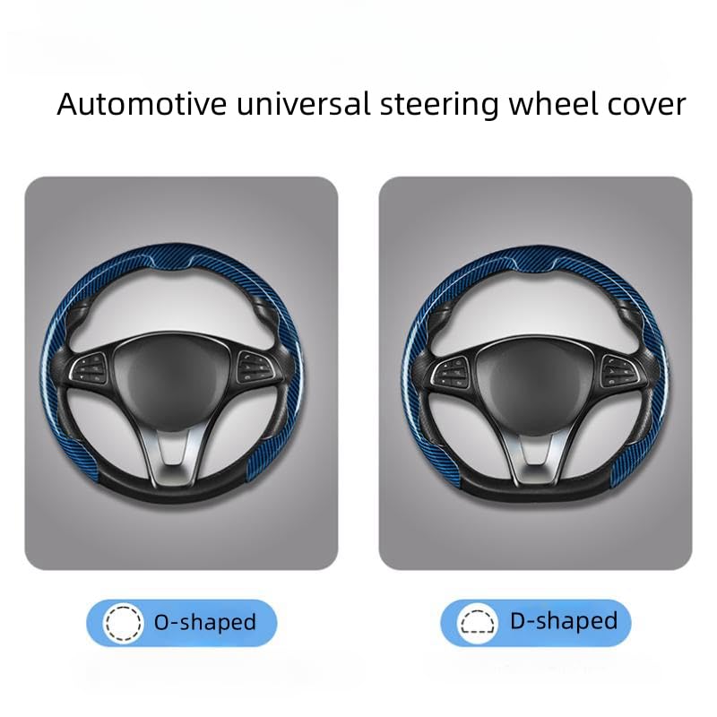 Carbon Fiber Style Steering Wheel Cover, Universal Fit for Round/D-Shape Wheels, Easy Installation