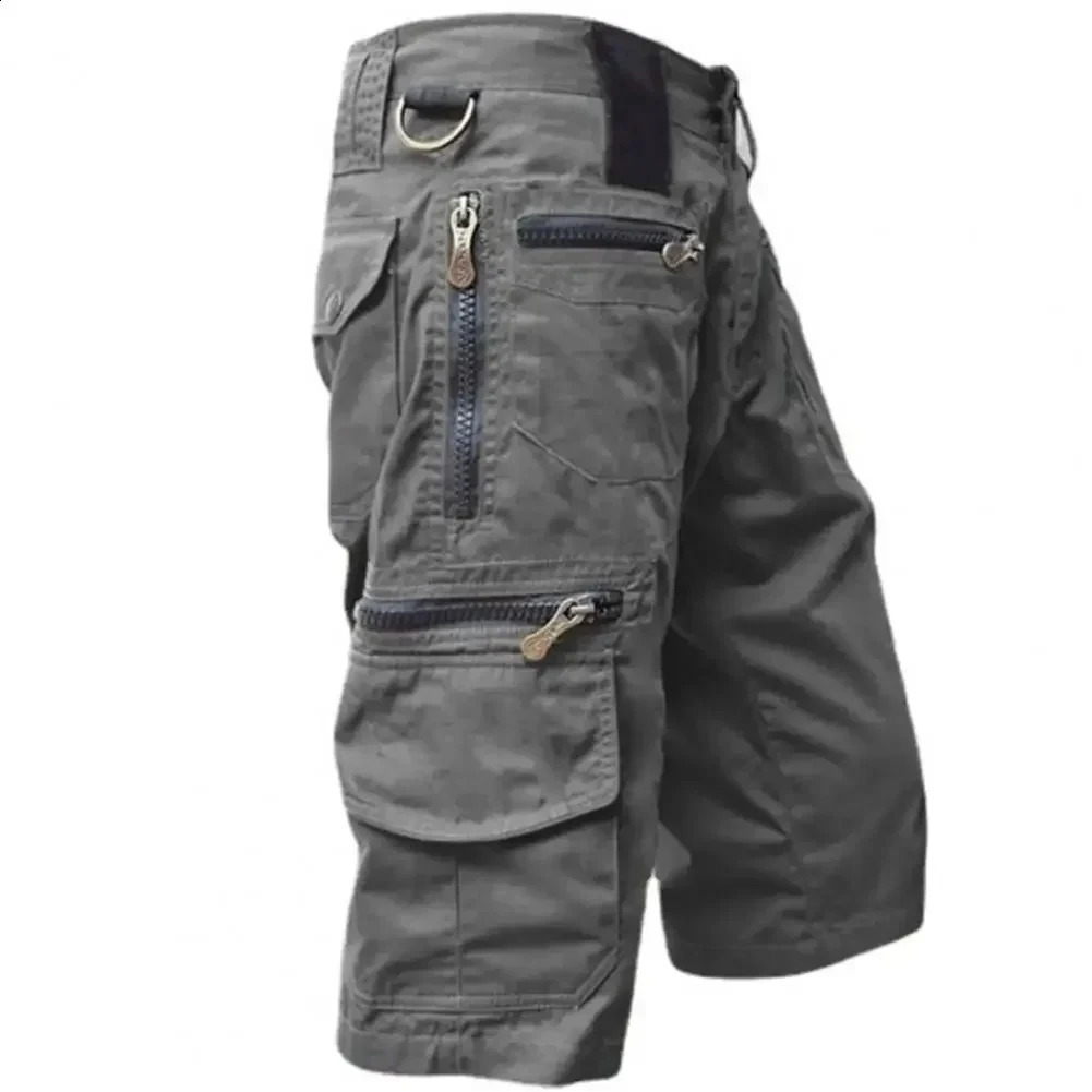 Military cargo shorts mens tactical jogging solid color multi pocket summer relaxation suitable straight 250420