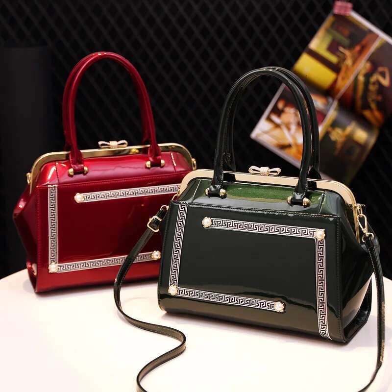 Spring new patent leather pearl metal rhinestone car ing handbag banquet dress daily one-shoulder cross-body women's bag