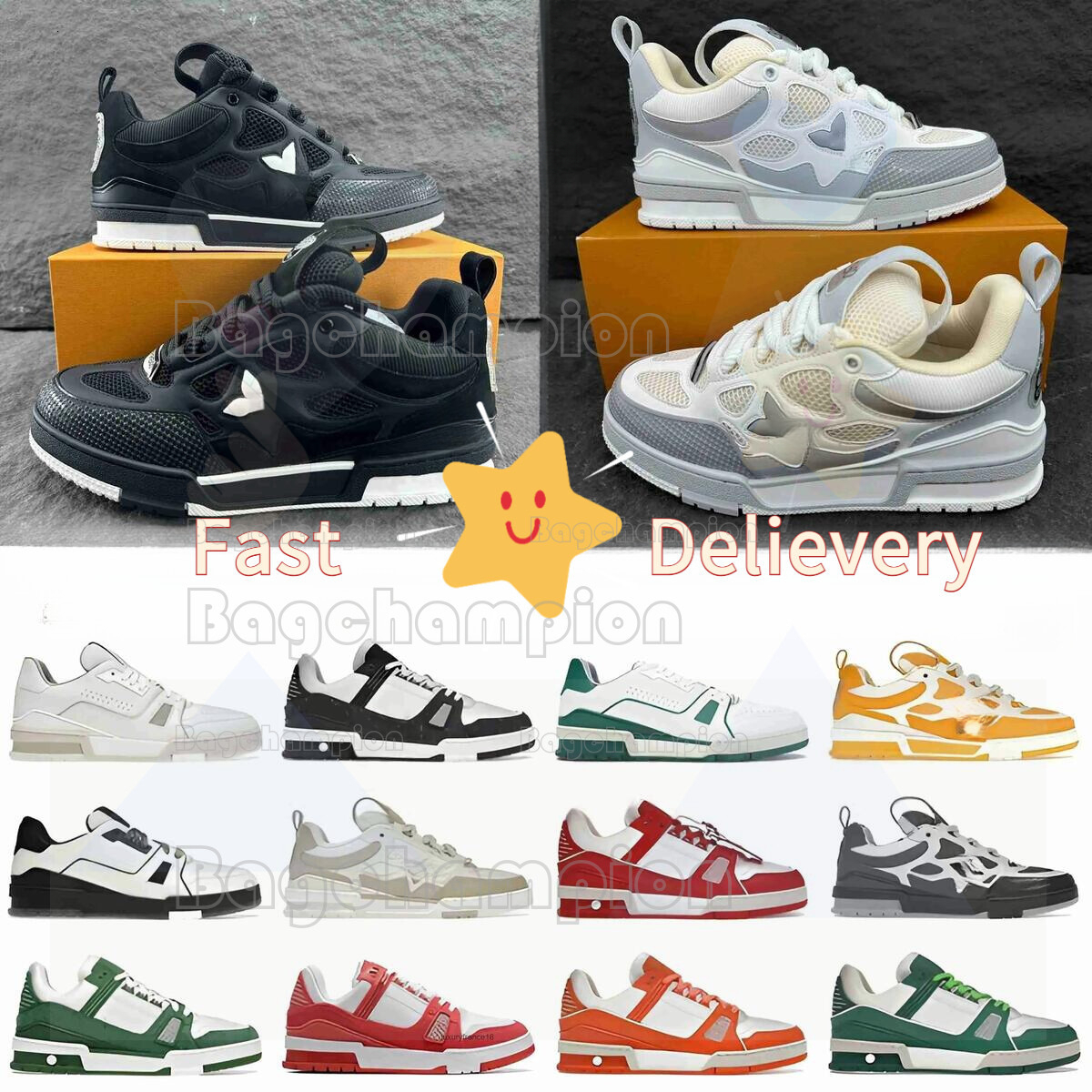 10A H Quality shoes outdoor Sneakers Designer Skate Shoe Leather Casual Men Women Classic Trainers Plate-Forme Trainer Outdoor Running Shoes Original package vv13