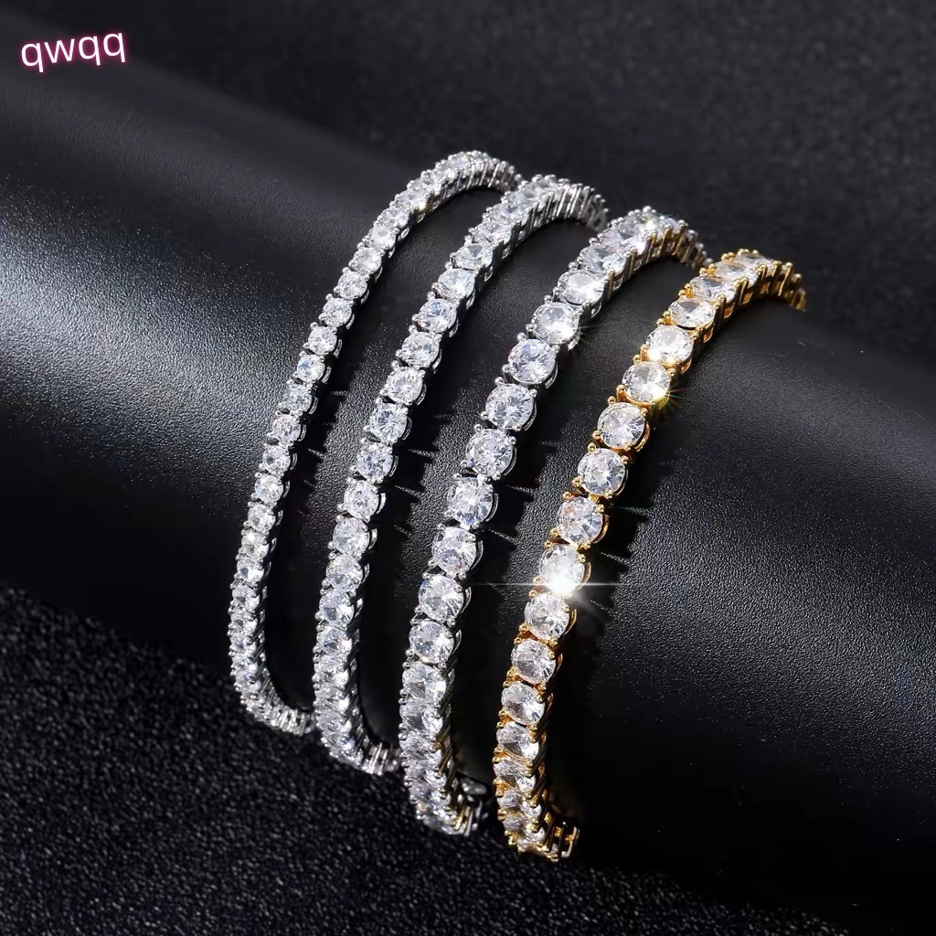 Wholesale 2Mm 3Mm 4Mm Fashion Fine VVS Gold 925 Silver Clustered Lab Grown Diamond Moissanite Necklace Tennis Bracelet Chain