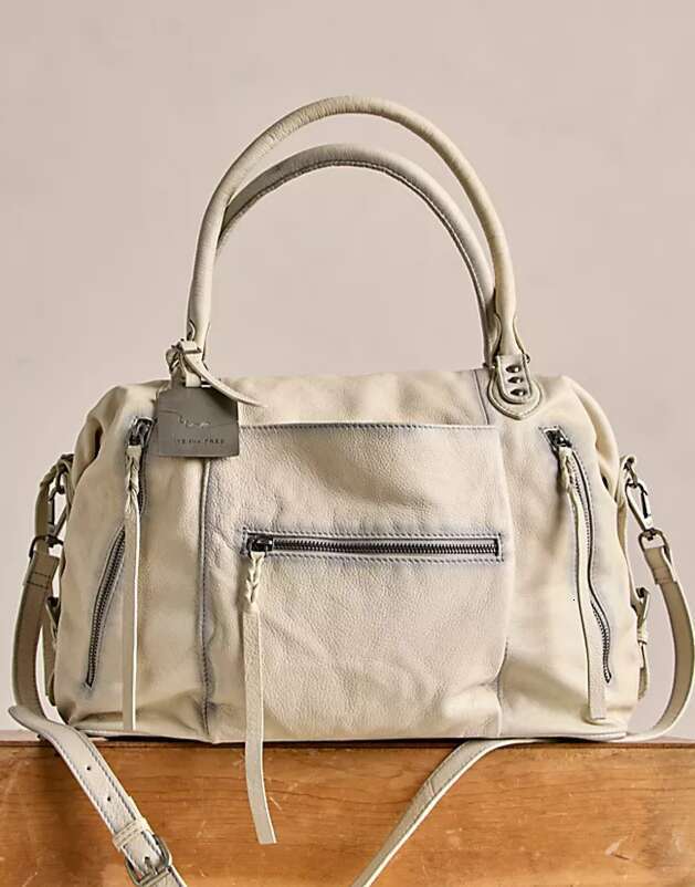 American FREE PEOPLE Vintage Sea Salt White Handbag Shoulder Motorcycle Crossbody Bag