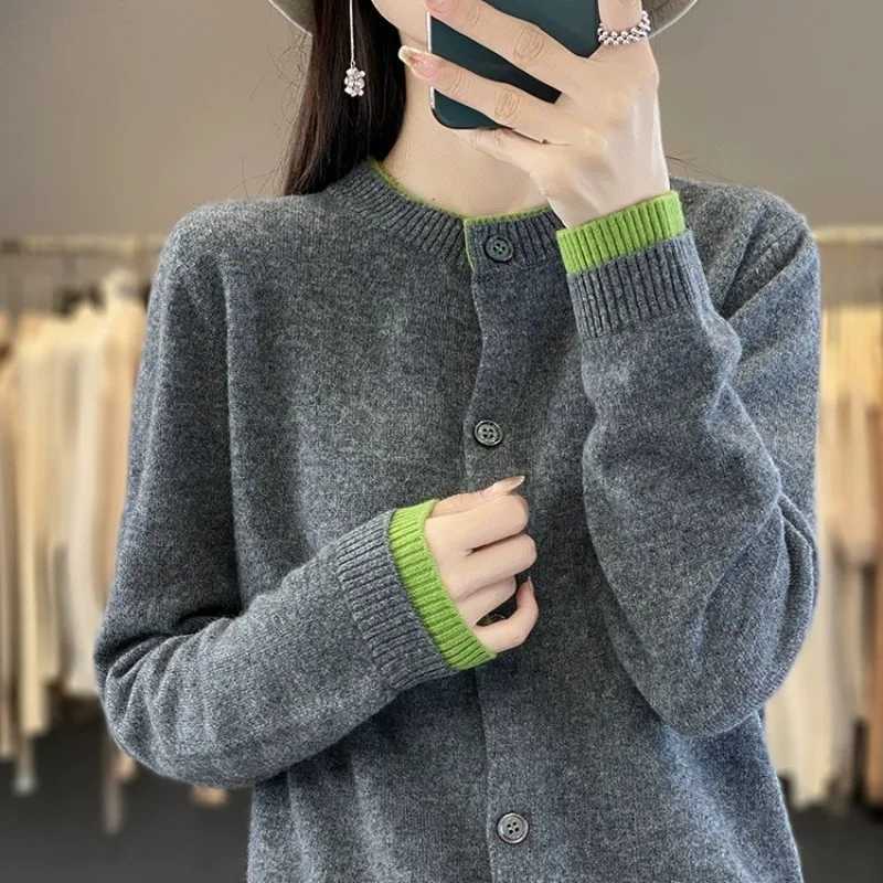 Autumn Winter Women Cardigan O-neck Patchwork Sweater Long Sleeve Single Breasted Knit Cardigans Fashion Korean Sweaters JumperT251125
