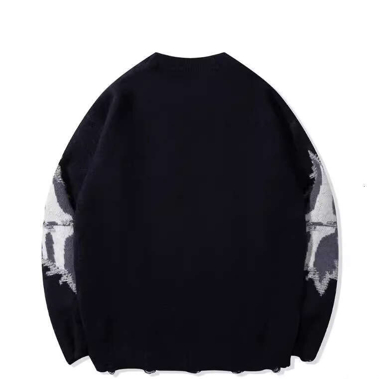 Autumn/Winter New Personalized Skull Design Round Neck Loose Long Sleeve Knitted Sweater