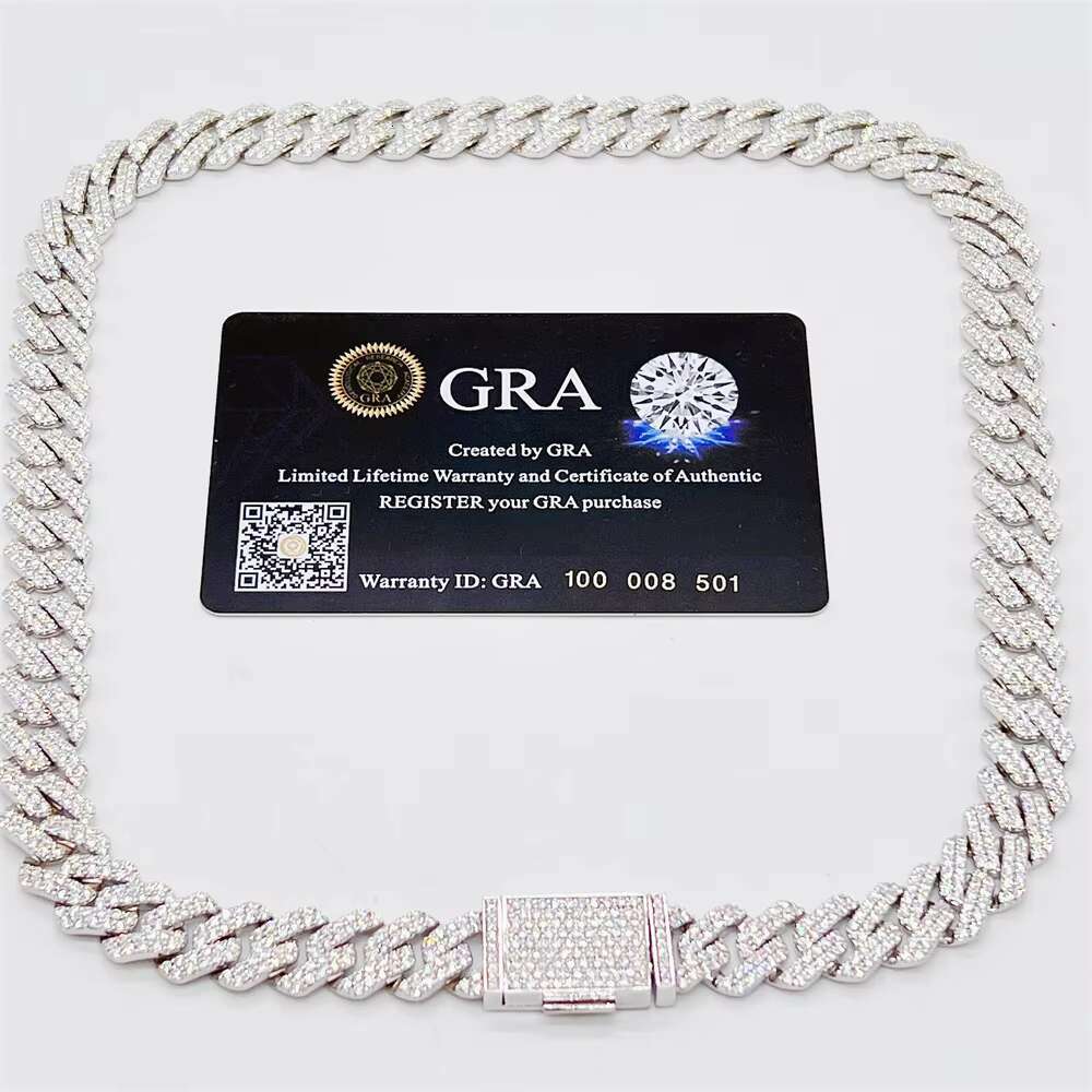 2022 Best Selling 12mm 2 Row Iced Out Flawless Moissanite Diamond Miami Cuban Link Chain