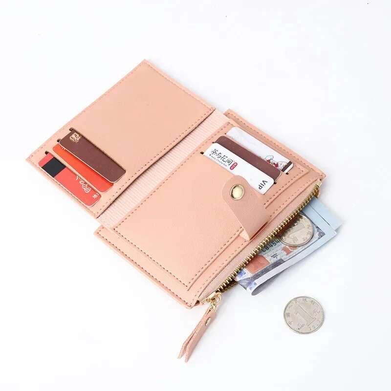 Women's PU Leather Mini Hasp Solid Slim Wallet With Multi-Card Holder Coin Pocket Short Purse Zipper Closure