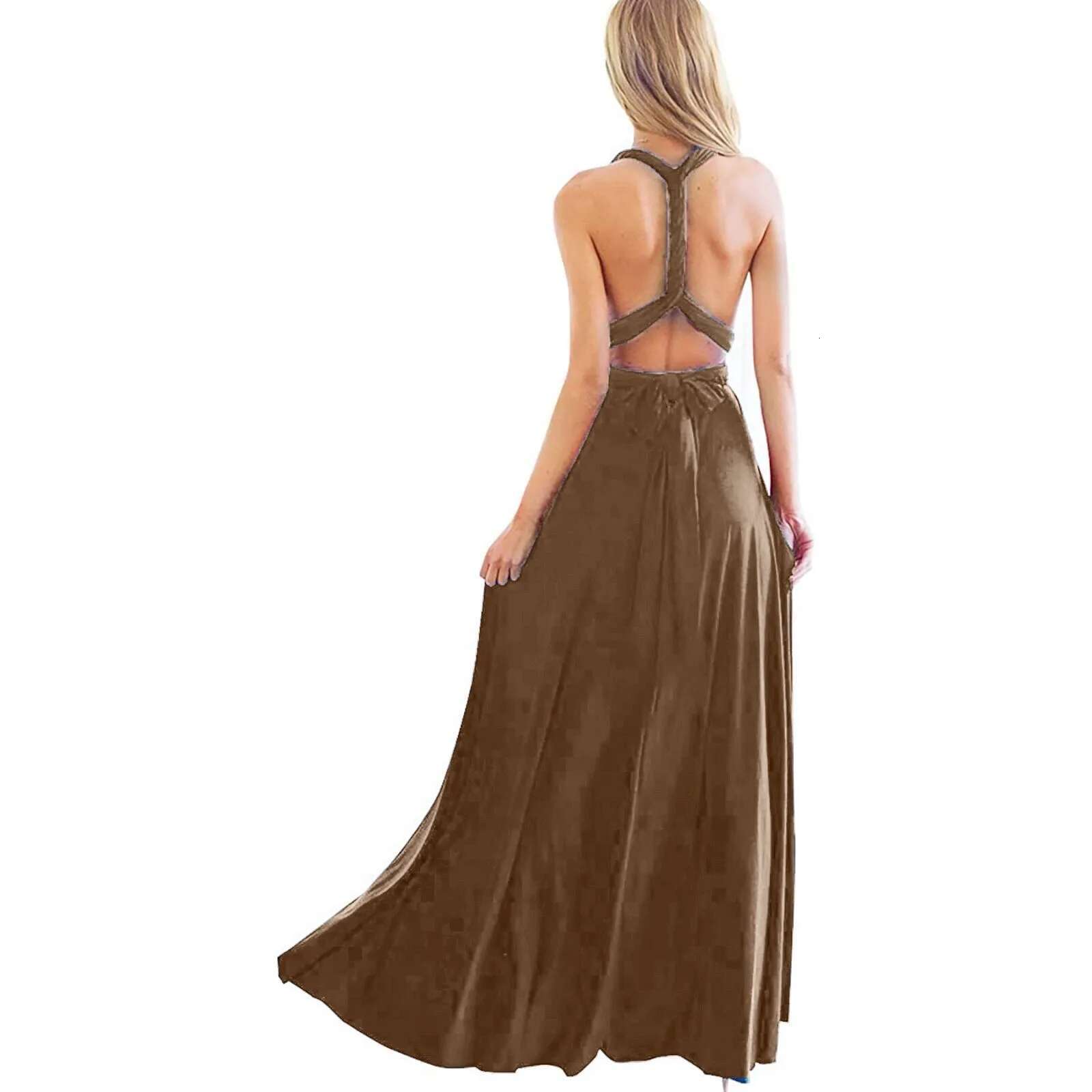 Dongdumaoyi Backless Sexy Wedding Bridemaid Dress For Women New Fashion Solid Color Sleeveless Cocktail Prom Female Night Wear
